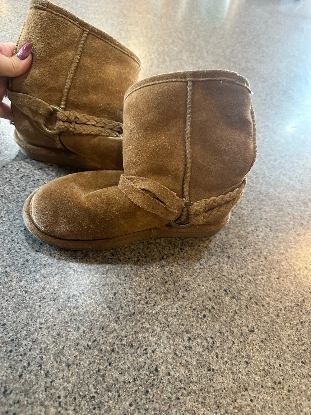 BearPaw Kids Suede Faux-Fur Lined Boots - Chestnut